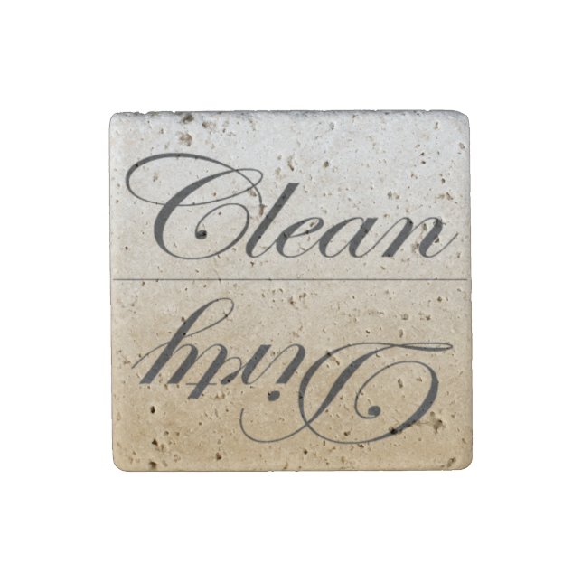 Elegant Stone Clean/Dirty Dishwasher Kitchen Dish Magnet (Front)