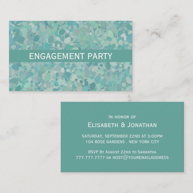 Elegant Stone Dot Engagement Party Ticket Invite (Front/Back)