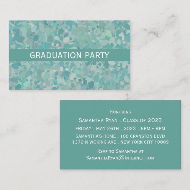 Elegant Stone Dot Graduation Party Ticket Invite (Front/Back)