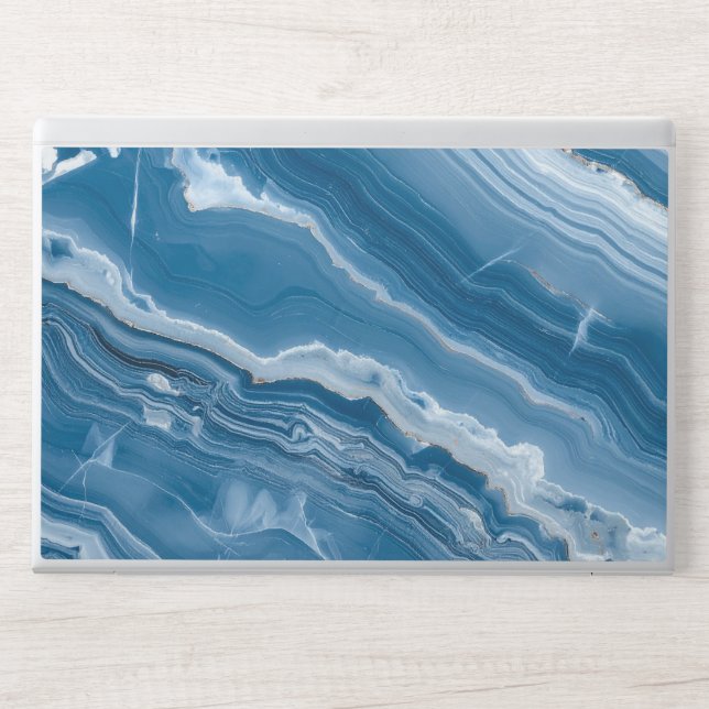 Elegant Stone Dusty Blue Marble HP Laptop Skin (Front)