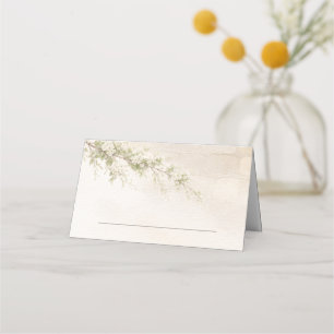 Elegant Stone & Floral Wedding Folded Place Card