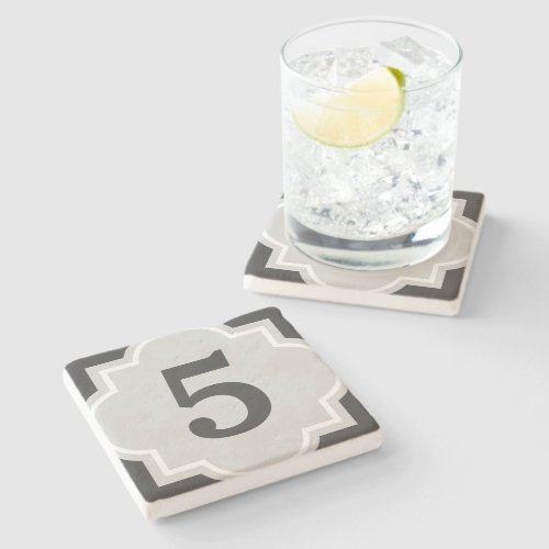 Elegant stone limestone coaster with lucky number