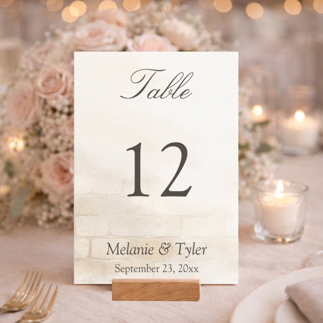 Elegant Stone Wedding Table Number (Frost Chapel wedding suite table number
)
