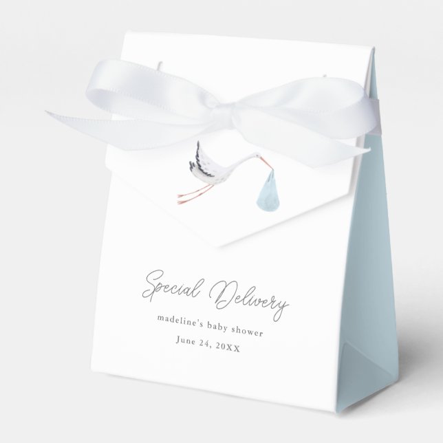 Elegant Stork Baby Shower Favor Boxes (Front Side)