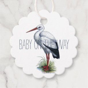 Elegant Stork Baby Shower Gift Favor Tags