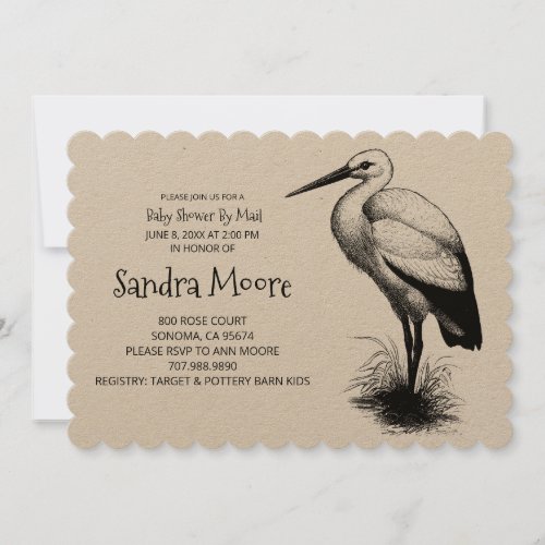 Elegant Stork Baby Shower Kraft Invitation