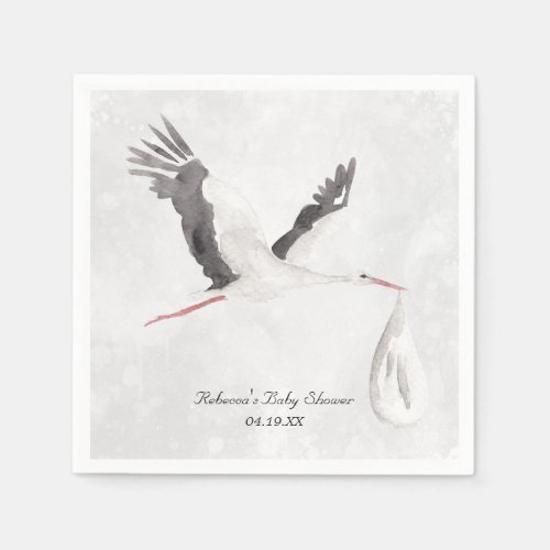 Elegant Stork Delivery Baby Shower Personalized Napkins