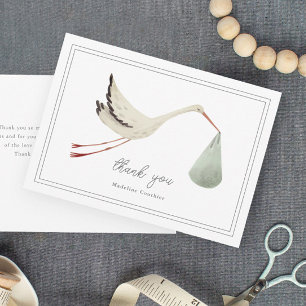 Elegant Stork Gender Neutral Baby Shower Thank You Card