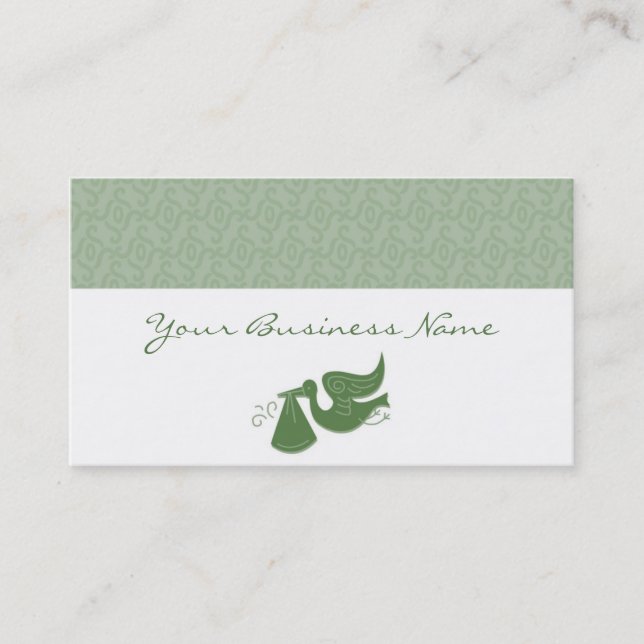 Elegant Stork Green Business Card (Front)