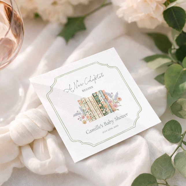 Elegant Storybook Baby Shower Napkins (A New Chapter Baby Shower paper napkins)