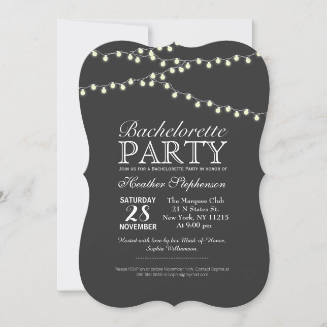 Elegant Strands of Lights Invitation (Front)