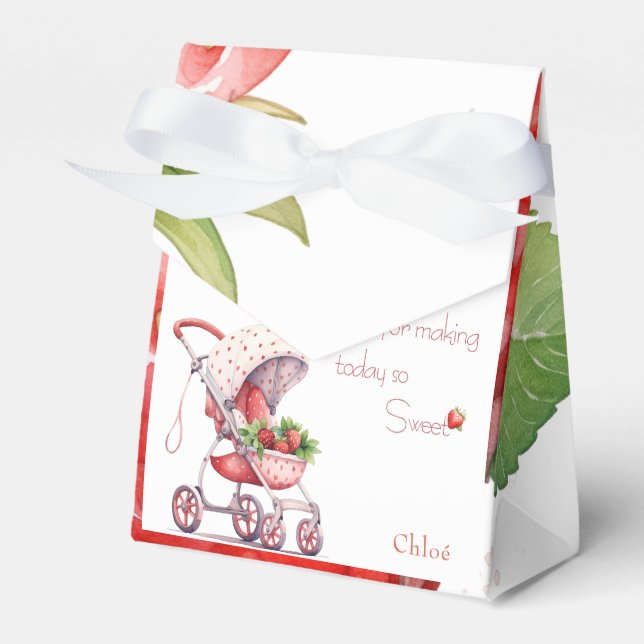 Elegant Strawberry baby shower  Favor Boxes (Front Side)