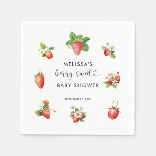 Elegant Strawberry Berry Sweet Girl Baby Shower Napkins