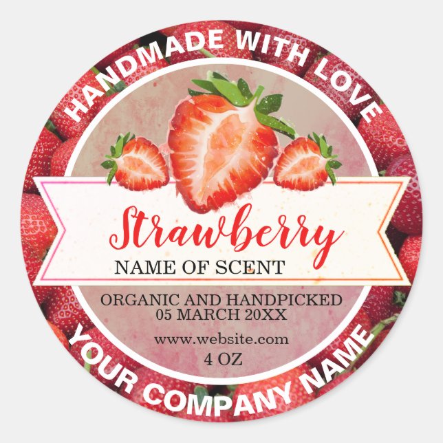 Elegant Strawberry Jam   Classic Round Sticker (Front)