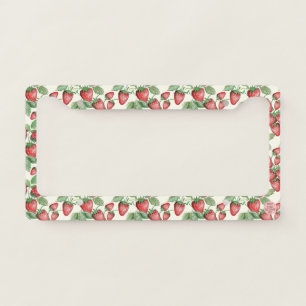 Elegant Strawberry Pattern Cute Hand-Drawn Boho  License Plate Frame