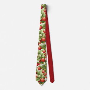 Elegant Strawberry Pattern Vintage Botanical Neck Tie