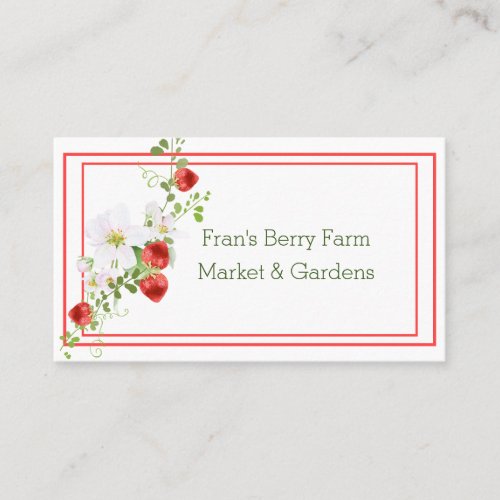 Elegant Strawberry Vine with Flowers Business Card