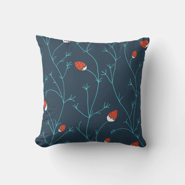 Elegant Strawberry Vines | Throw Pillow (Front)