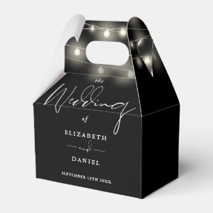 Elegant String Lights Black And White Wedding Favor Boxes