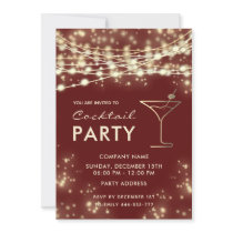 Elegant string lights corporate Cocktail party  Invitation