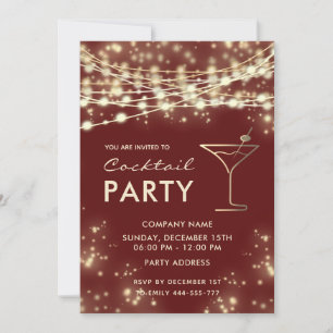 Elegant string lights corporate Cocktail party  Invitation