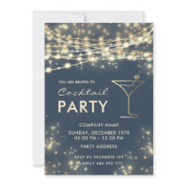 Elegant string lights corporate Cocktail party  Invitation