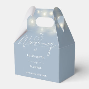 Elegant String Lights Dusty Blue Wedding Favor Boxes