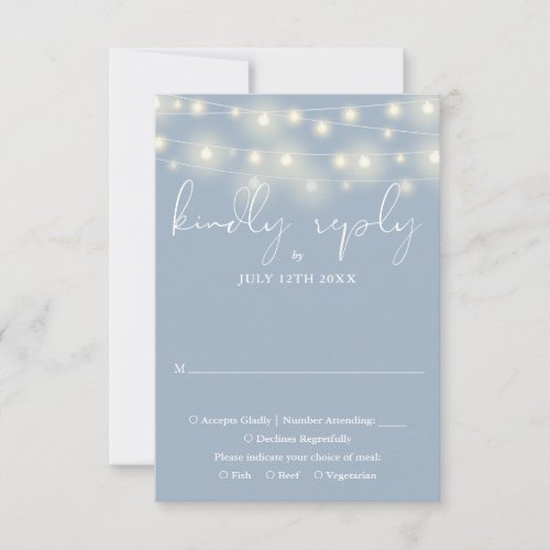Elegant String Lights Dusty Blue Wedding