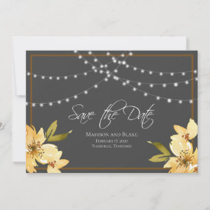 Elegant String Lights Floral Save the Date