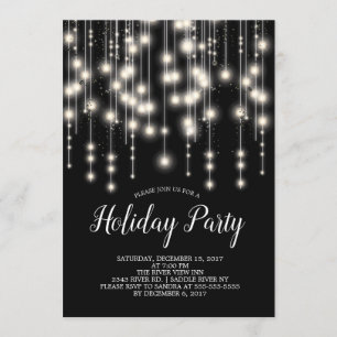 Elegant String Lights Holiday Party Invitation