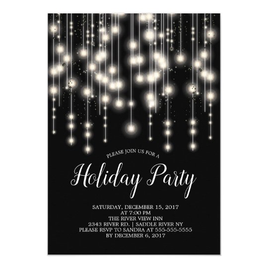 Elegant String Lights Holiday Party Invitation