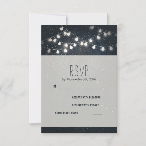 Elegant String Lights Night Stars Wedding RSVP