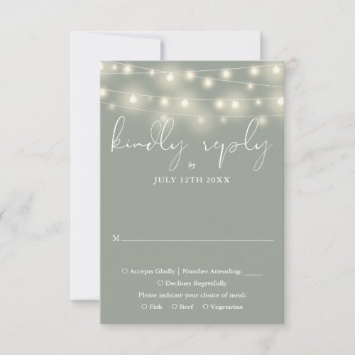 Elegant String Lights Sage Green Wedding