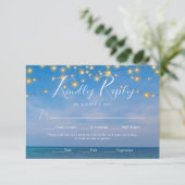 Elegant String Lights Summer Beach Arbor Wedding RSVP Card (Standing Front)