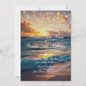 Elegant String Lights Summer Sunset Beach Wedding Invitation (Front)