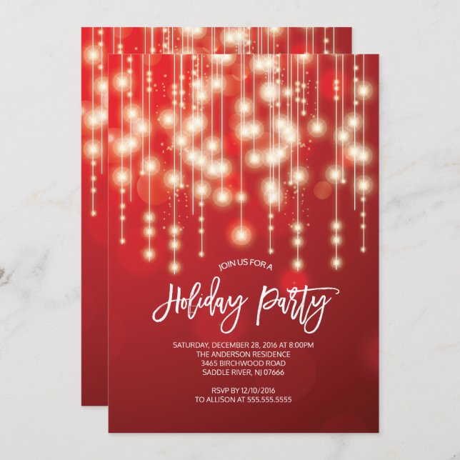 Elegant String of Lights Christma Party Invitation (Front/Back)