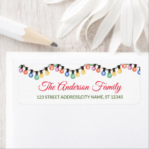 Elegant String of Merry Christmas Light Bulbs Label