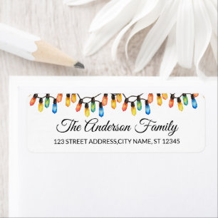 Elegant String of Merry Christmas Light Bulbs Label