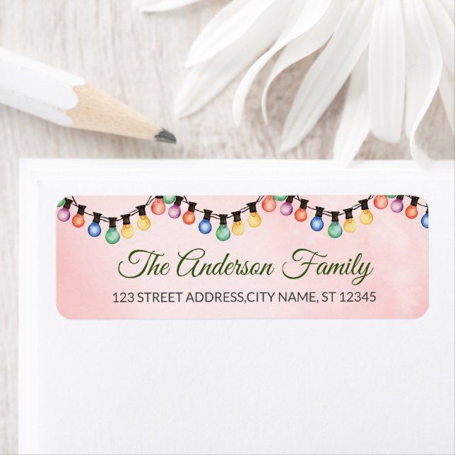 Elegant String of Merry Christmas Light Bulbs Label (Insitu)