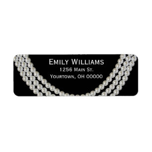 Elegant String of Pearls on Black Label