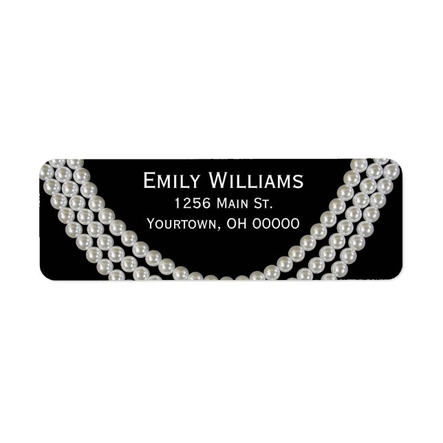 Elegant String of Pearls on Black Label (Front)