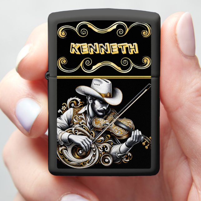 Elegant Strings With Western Cowboy Charm Zippo Lighter (In Hand)