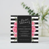 Elegant stripe and floral bridal shower invitation (Standing Front)