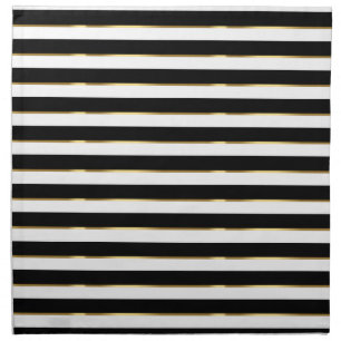 Elegant Stripe Black Gold White Cloth Napkin