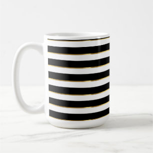 Elegant Stripe Black Gold White Coffee Mug