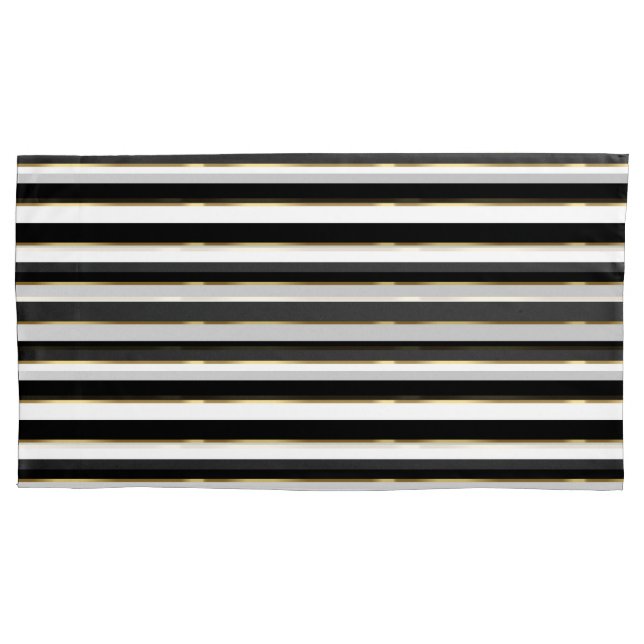  Elegant Stripe Black Gold White      Pillow Case (Front-Left)