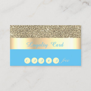 Elegant ,Stripe, Blue,Gold Glitter Loyalty Card