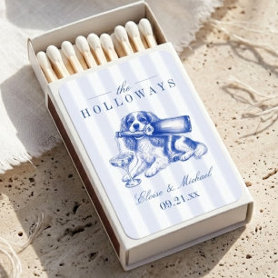 Elegant Stripe Chinoiserie King Cavalier Wedding Matchboxes