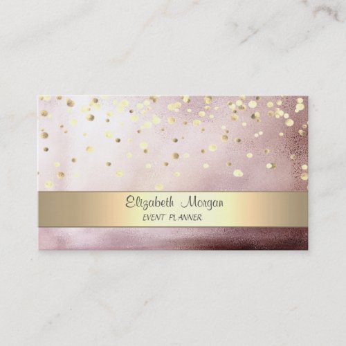 Elegant Stripe Confetti Rose Gold Business Card