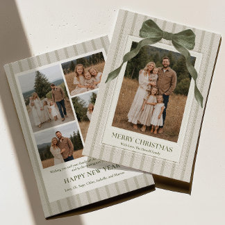 Elegant Stripe Family Photo Christmas Card